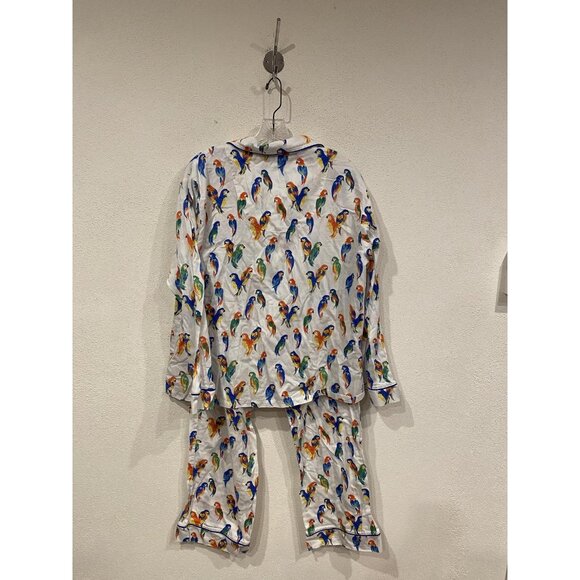 BedHead Parrot Print Pajama Set Womens Large Multicolor Button Top Pants PJs - Picture 4 of 4